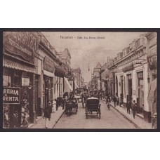 TUCUMAN ANTIGUA TARJETA POSTAL CALLE LAS HERAS Y NEGOCIOS